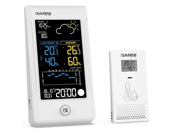 GARNI 615W Precise, Hvit, Inne Barometer, Inne hygrometer, Inne Termometer, Utendørs Barometer, Utendørs Fuktighetsmåler,..., Barometer, Hygrometer...