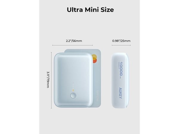 AUKEY 157000, 10000 mAh, Power Delivery, 15 W, Grå