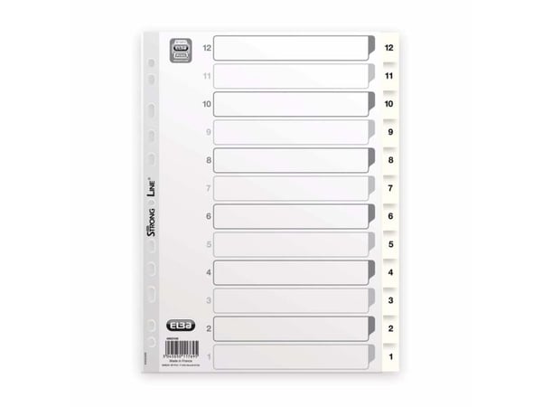 Register, Bantex Basic-line, A4, grå, 12-1