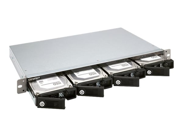 QNAP TR-004U, HDD/SSD-kotelo, 2.5/3.5", Serial ATA II, Serial ATA III, 6 Gbit/s., Hot-swap, musta, harmaa