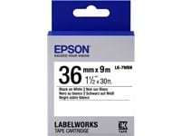 Epson tarrakasetti vakio - LK-7WBN vakio musta/valk. 36/9, Musta valkoisella, Japani, LabelWorks LW-1000P LabelWorks LW-900P, 3,6 cm, 9 m, 1 kpl