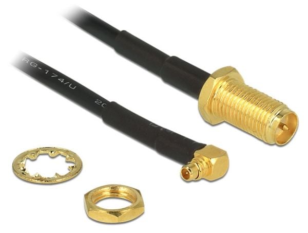 Delock - Antennekabel - MMCX stik til RP-SMA stik - 32 cm - sort - 90° stikforbindelse