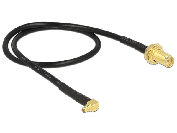 Delock - Antennekabel - MMCX stik til RP-SMA stik - 32 cm - sort - 90° stikforbindelse