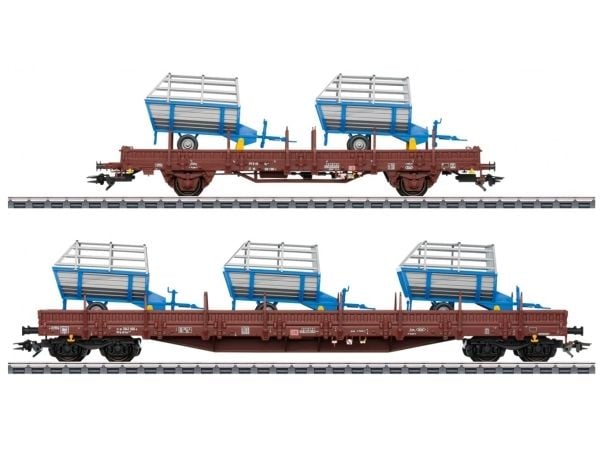 Märklin DB Godsvognsett Era VI, Modelljernbane godsvogn, Monteringssett, HO (1:87), To stakevogner med forskjellig design fra Deutsche Bundesbahn, ...