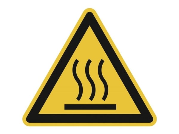 Varningsskylt Varm yta självhäftande folietikett 25 mm ISO 7010 SafetyMarking 30.0369 (44 st)