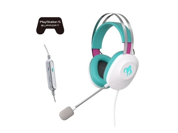 ASUS TUF Gaming H1 Gen II - Hatsune Miku Edition - hodesett - full størrelse - kablet - USB-A - hvit, turkis, rosa