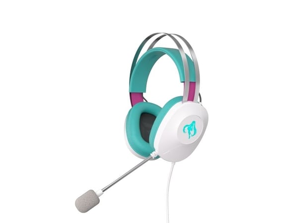 ASUS TUF Gaming H1 Gen II - Hatsune Miku Edition - hodesett - full størrelse - kablet - USB-A - hvit, turkis, rosa