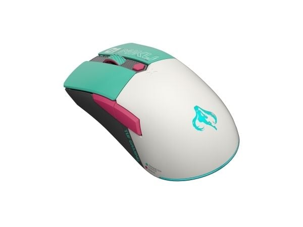 ASUS TUF Gaming Mini - Hatsune Miku Edition - mus - optisk - 6 knapper - kablet, trådløs - USB, 2.4 GHz, Bluetooth - hvit, turkis, rosa