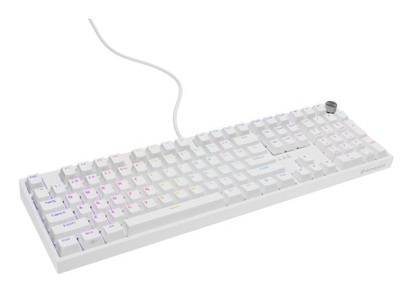 Genesis Thor 404 - Tastatur - 100% - full size - bakgrunnsbelyst - USB - QWERTY - USA - tastsvitsj: Outemu Peach Silent V3 5-pin - hvit
