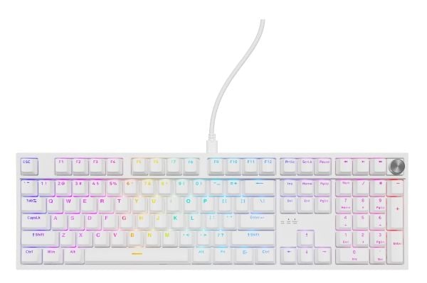 Genesis Thor 404 - Tastatur - 100% - full size - bakgrunnsbelyst - USB - QWERTY - USA - tastsvitsj: Outemu Peach Silent V3 5-pin - hvit