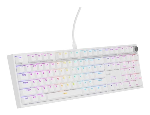 Genesis Thor 404 - Tastatur - 100% - full size - bakgrunnsbelyst - USB - QWERTY - USA - tastsvitsj: Outemu Peach Silent V3 5-pin - hvit