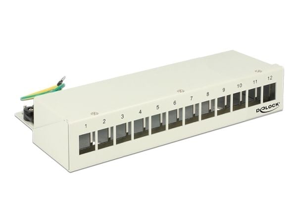 Delock Keystone Desktop Patch Panel - Koblingspanel - lysegrå, RAL 7035 - 12 porter