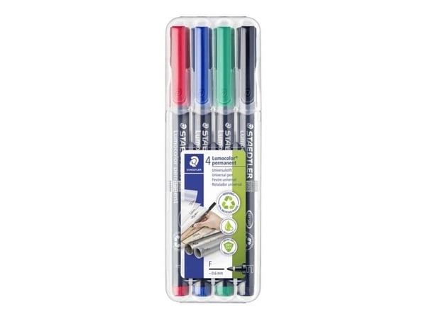 Universalpen STAEDTLER Lumocolor® 318-WP4 permanent 0.6mm fine - med 4 stk. ass. farver