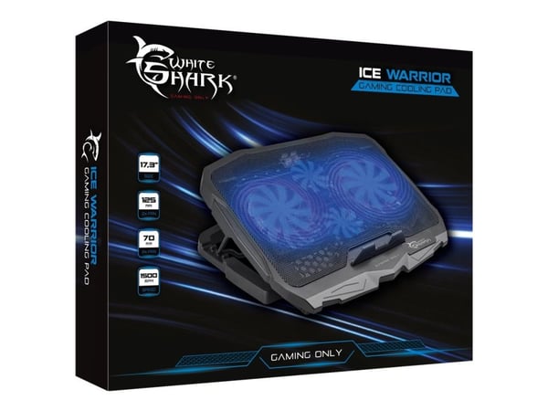 White Shark GCP-25 ICE WARRIOR - Notebookvifte - med 2-port USB 2.0 hub - DC 5 V - 17.3" - 125 mm/70 mm - svart