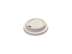 Juoman kansi Bagasse Ø80xH15mm kahvikuppeihin valkoinen, 20 ps x 50 kpl/crt
