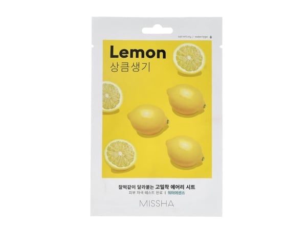 MISSHA Airy Fit Sheet Mask – oppklarende ansiktsarkmaske med sitronekstrakt 19 ml