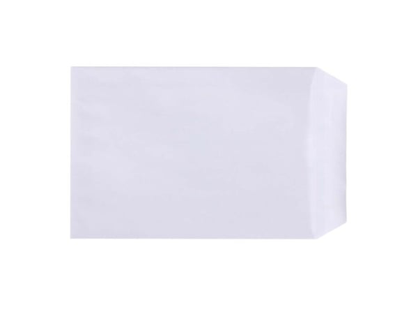 Kuvert, forskellige, Kort side åben, 1 white, Permanent (DP 37) Opretståpende klap Selvklæbend, 90g/