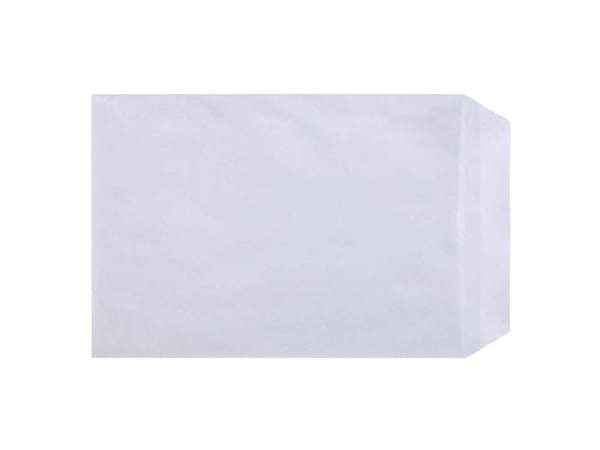 Kuvert, forskellige, Kort side åben, 1 white, Permanent (DP 37) Opretståpende klap Selvklæbend, 90g/