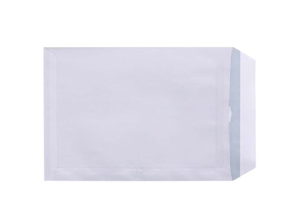 Kuvert, forskellige, Kort side åben, 1 white, Permanent (DP 37) Opretståpende klap Selvklæbend, 90g/