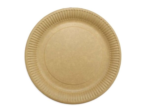 Tallerken frokost, Rund indvendig diameter 230.0 mm biologisk nedbrydeligt papir, brun komposterbar,