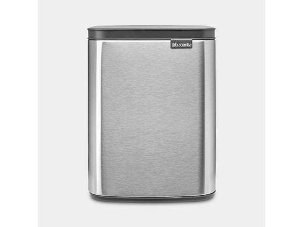 Brabantia Bo Waste Bin, 7 l, Rektangulær, Stål, Sort, Stål, Stål, Manuell