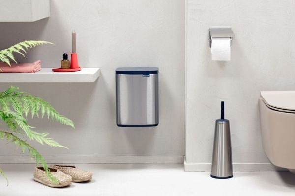 Brabantia Bo Waste Bin, 7 l, Rektangulær, Stål, Sort, Stål, Stål, Manuell