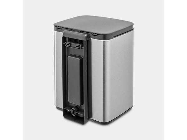 Brabantia Bo Waste Bin, 7 l, Rektangulær, Stål, Sort, Stål, Stål, Manuell