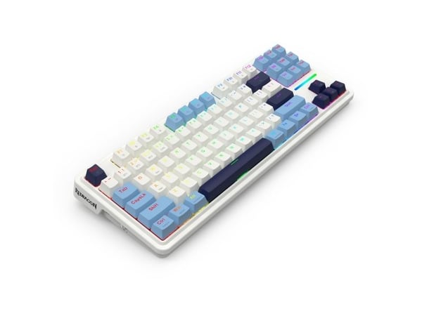 REDRAGON K728WBB-RGB-PRO Antonium Pro, Trådløs, USB + RF Wireless + Bluetooth, Mekanisk nøkkelbryter, Hvit, Blå