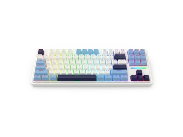 REDRAGON K728WBB-RGB-PRO Antonium Pro, Trådløs, USB + RF Wireless + Bluetooth, Mekanisk nøkkelbryter, Hvit, Blå