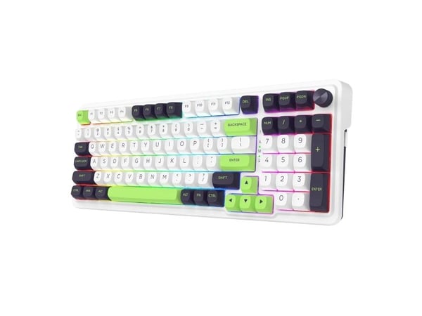 REDRAGON K686WBG-RGB-MAX Eisa Max, Trådløs, USB + RF Wireless + Bluetooth, Mekanisk nøkkelbryter, Hvit, Sort