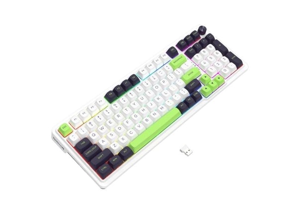 REDRAGON K686WBG-RGB-MAX Eisa Max, Trådløs, USB + RF Wireless + Bluetooth, Mekanisk nøkkelbryter, Hvit, Sort