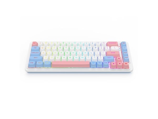 REDRAGON K709WBP-RGB-PRO NOVA, Trådløs, USB + RF Wireless + Bluetooth, Mekanisk nøkkelbryter, Hvit, Blå