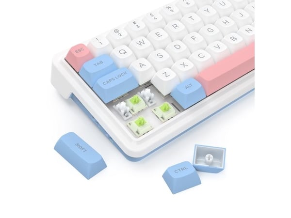 REDRAGON K709WBP-RGB-PRO NOVA, Trådløs, USB + RF Wireless + Bluetooth, Mekanisk nøkkelbryter, Hvit, Blå