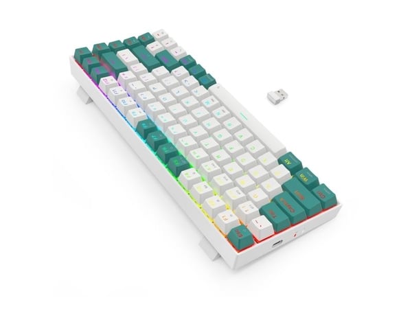 REDRAGON K678WG-RGB-PRO Singed, Trådløs, USB + RF Wireless + Bluetooth, Mekanisk nøkkelbryter, Hvit