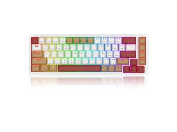 REDRAGON K677WLR-RGB-PRO Rammus, Trådløs, USB + RF Wireless + Bluetooth, Mekanisk nøkkelbryter, Hvit, Rød