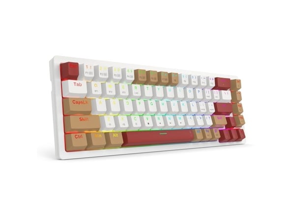 REDRAGON K677WLR-RGB-PRO Rammus, Trådløs, USB + RF Wireless + Bluetooth, Mekanisk nøkkelbryter, Hvit, Rød