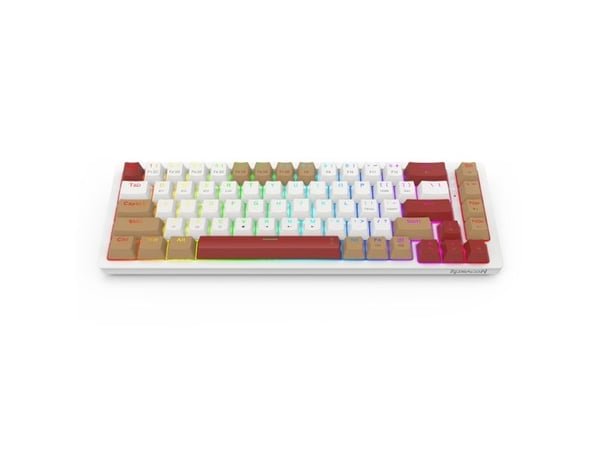 REDRAGON K677WLR-RGB-PRO Rammus, Trådløs, USB + RF Wireless + Bluetooth, Mekanisk nøkkelbryter, Hvit, Rød