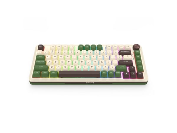 REDRAGON K681CGC-RGB-PRO Cyrus, Trådløs, USB + RF Wireless + Bluetooth, Mekanisk nøkkelbryter, Hvit, Grønn