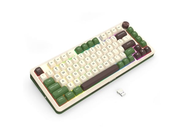 REDRAGON K681CGC-RGB-PRO Cyrus, Trådløs, USB + RF Wireless + Bluetooth, Mekanisk nøkkelbryter, Hvit, Grønn