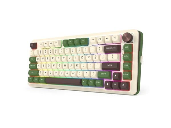 REDRAGON K681CGC-RGB-PRO Cyrus, Trådløs, USB + RF Wireless + Bluetooth, Mekanisk nøkkelbryter, Hvit, Grønn