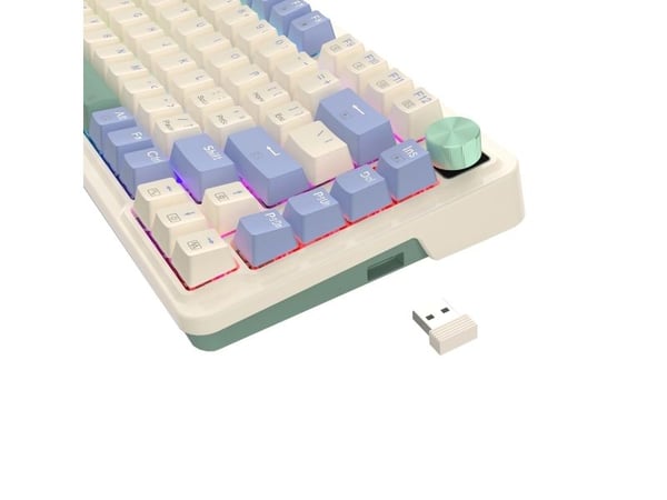 REDRAGON K673CPG-RGB-PRO Ucal Pro, Ledning & Trådløs, USB + RF Wireless + Bluetooth, Mekanisk nøkkelbryter, Hvit, Blå