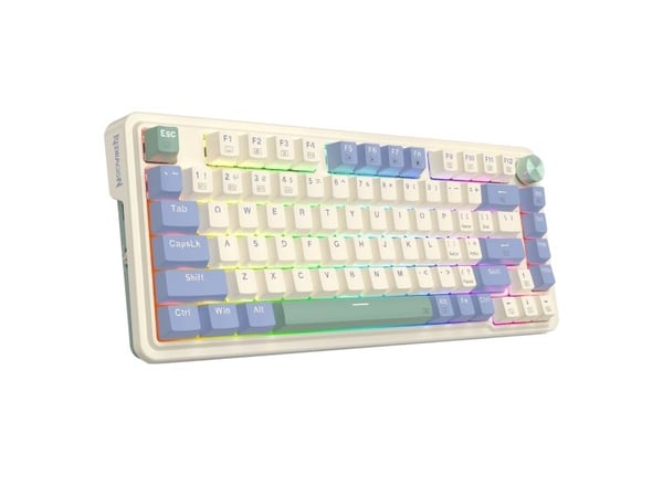 REDRAGON K673CPG-RGB-PRO Ucal Pro, Ledning & Trådløs, USB + RF Wireless + Bluetooth, Mekanisk nøkkelbryter, Hvit, Blå