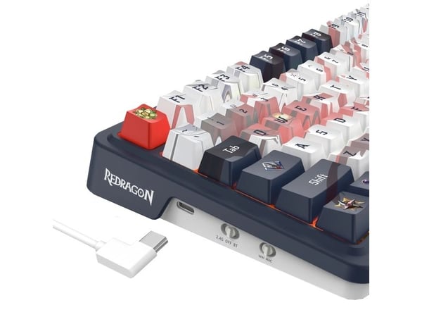 REDRAGON K686AK-RGB-PRO EISA, Kabel & Trådlös, Trådlös RF + USB, Mekaniska tangentbrytare, Marinblå, Vit