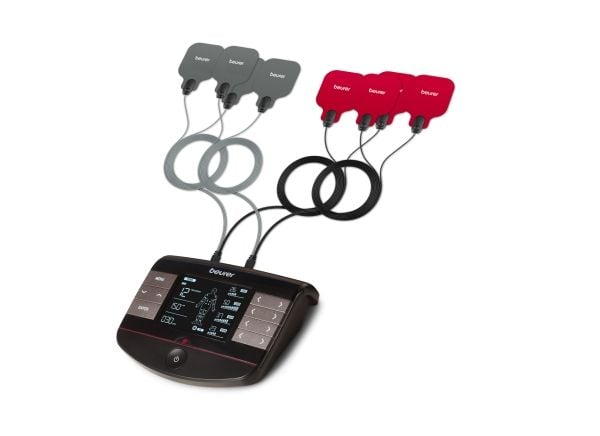 Beurer EM89 TENS/EMS, jossa on 8 elektrodia ja lämmitystoiminto
