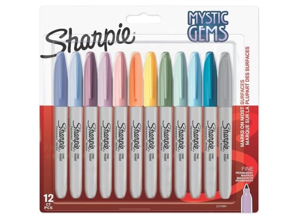 Sharpie 2157681, Assorterte farger, Fin tupp, 1 mm, Keramisk, Stoff, Lær, Papir, Plast, Tre, Blister, 12 stykker