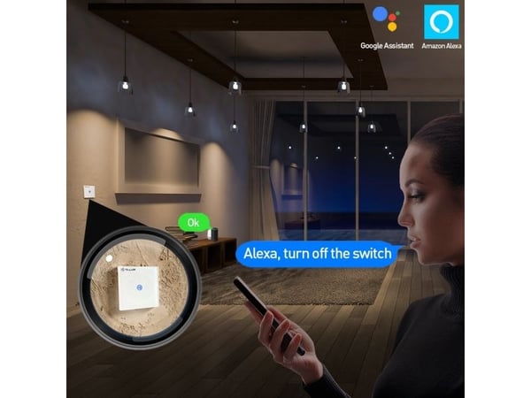 Tellur WiFi Smart Switch, SS1N, 1 port, 1800W, hvit
