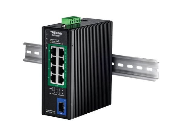 TRENDnet TI-BG5091 - Version v1.0R - switch - industriell - 8 x 10/100/1000/2.5G (PoE++) + 1 x 1 Gigabit / 10 Gigabit SFP+ - DIN-skinnemonterbar, v...