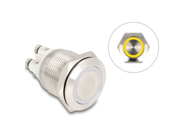 Delock-painike asennukseen 19 mm 4 x ruuviliitin LED keltainen LED keltainen