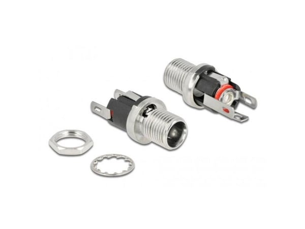Delock - Strømkontakt - DC-jack 5,5 mm x 12 mm (ID: 2,5 mm) (hunn) skott - DC 16 V - 3 A