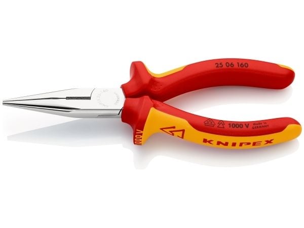 Knipex 25 06 160 T, Nesetang, 2,5 mm, 5 cm, Kromvanadiumstål, Oransje, Rød, 160 mm